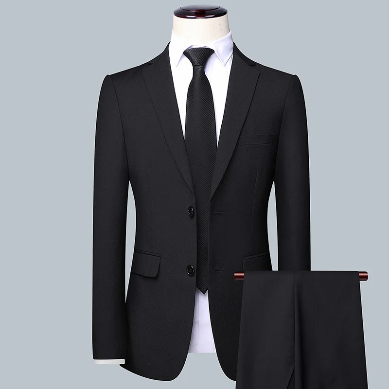 Herren Modernes Slim-Fit Anzug-Sakko mit feiner Struktur, leichtem Stretch und Pattentaschen Drune
