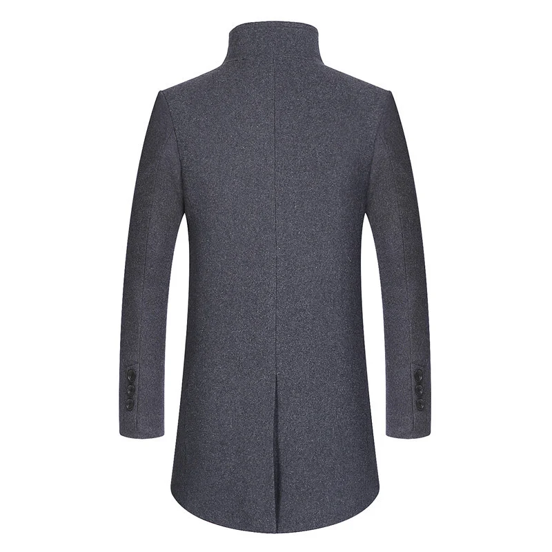 Herren Moderner Wollmix-Chesterfieldmantel mit gesteppter Thermofutter-Innenlage und erhöhtem Stehkragen Drune