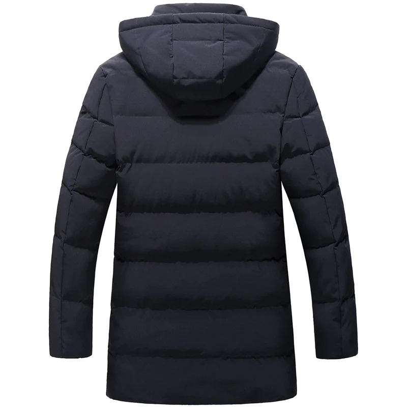 Herren Mittellanger Steppparka mit Kapuze und winddichter Thermoisolierung Drune