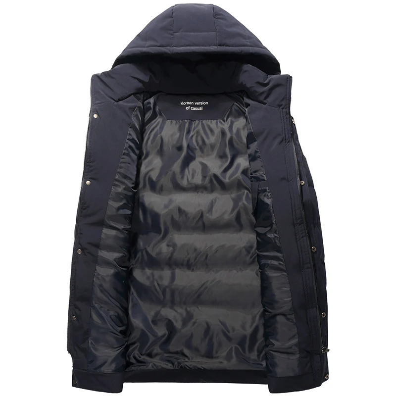Herren Mittellanger Steppparka mit Kapuze und winddichter Thermoisolierung Drune