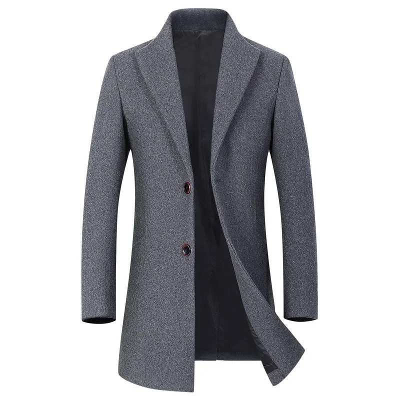 Herren Longline Wollmix-Übermantel mit schlankem Revers und leichter Thermofütterung Drune