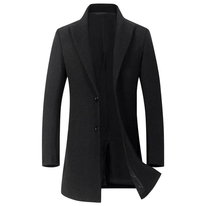 Herren Longline Wollmix-Übermantel mit schlankem Revers und leichter Thermofütterung Drune