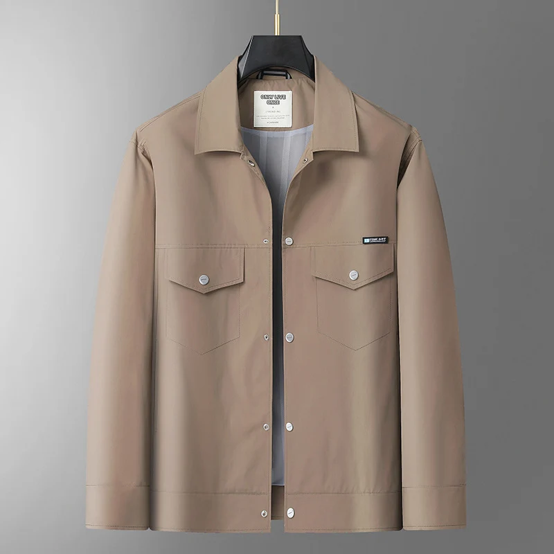 Herren Leichte Worker-Overshirt aus wasserabweisender Mikrofaser mit Druckknopf-Leiste und aufgesetzten Brusttaschen Drune