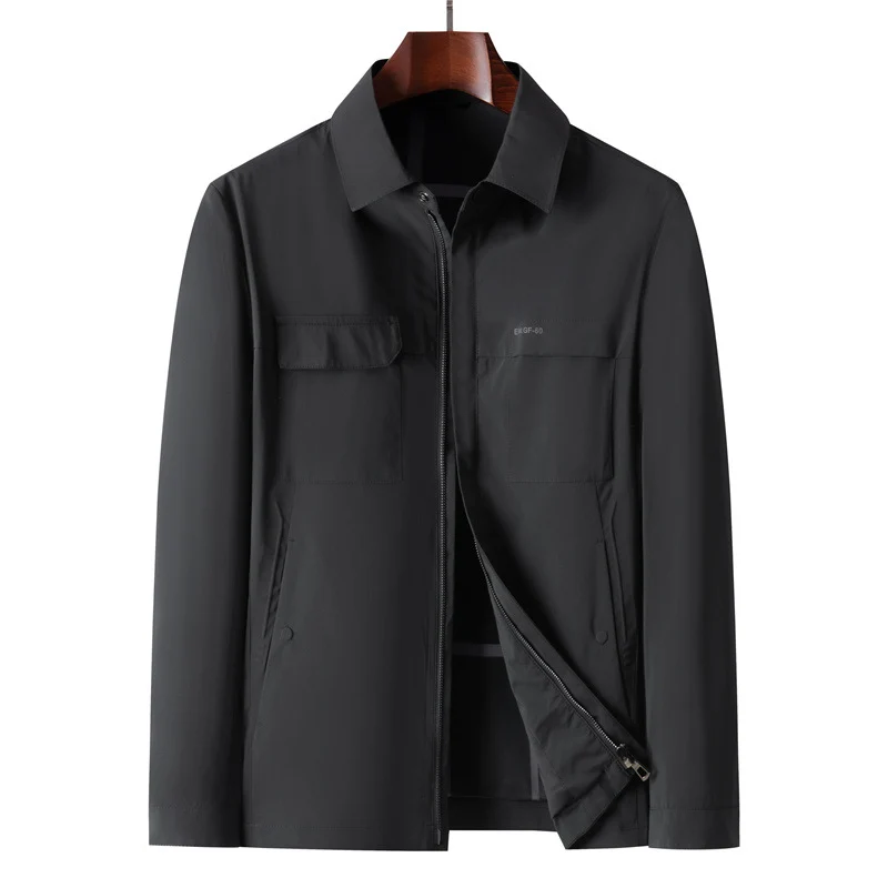 Herren Leichte Wind- und Wasserabweisende Freizeit-Zipjacke mit Hemdkragen, Brust- und Eingrifftaschen Drune