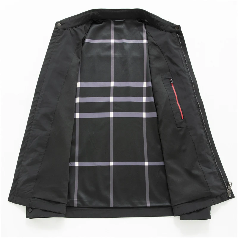 Herren Leichte Wind- und Wasserabweisende Freizeit-Zipjacke mit Hemdkragen, Brust- und Eingrifftaschen Drune