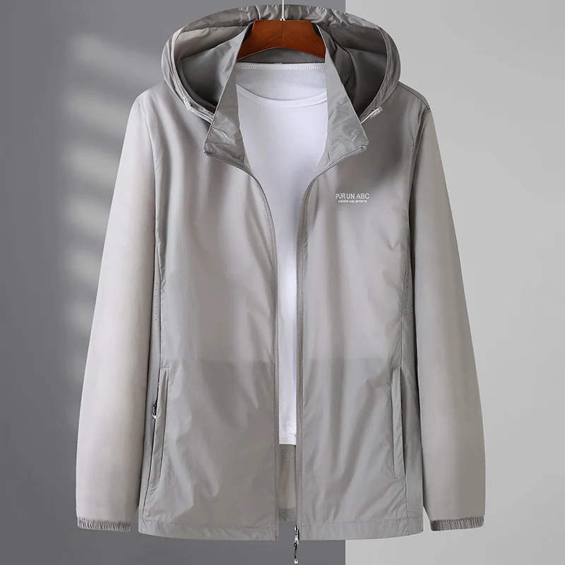 Herren Leichte wasserabweisende Kapuzen-Outdoorjacke mit durchgehendem Reißverschluss und atmungsaktivem Innenfutter Drune