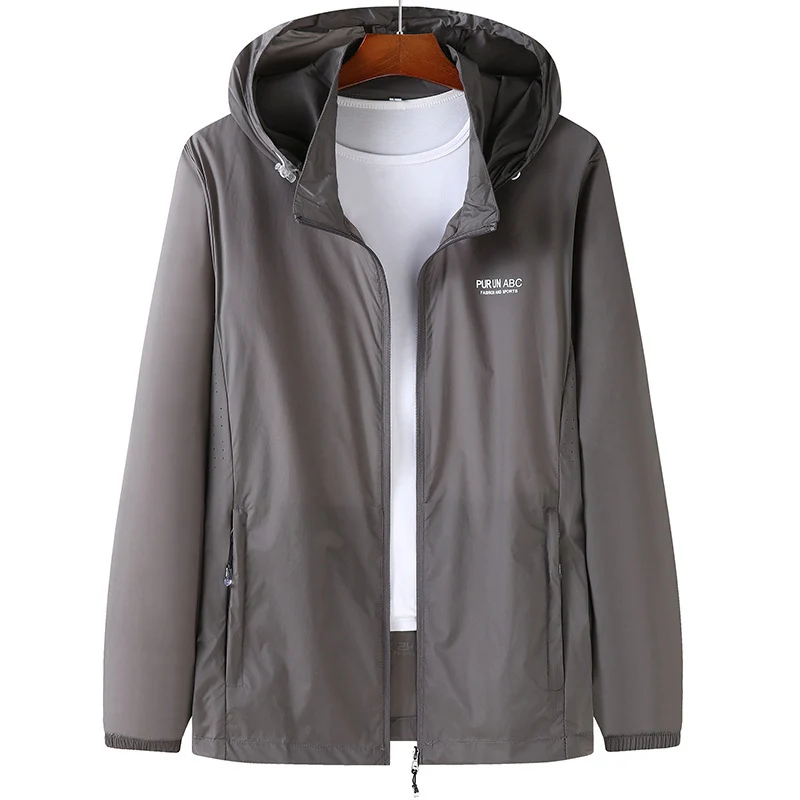 Herren Leichte wasserabweisende Kapuzen-Outdoorjacke mit durchgehendem Reißverschluss und atmungsaktivem Innenfutter Drune