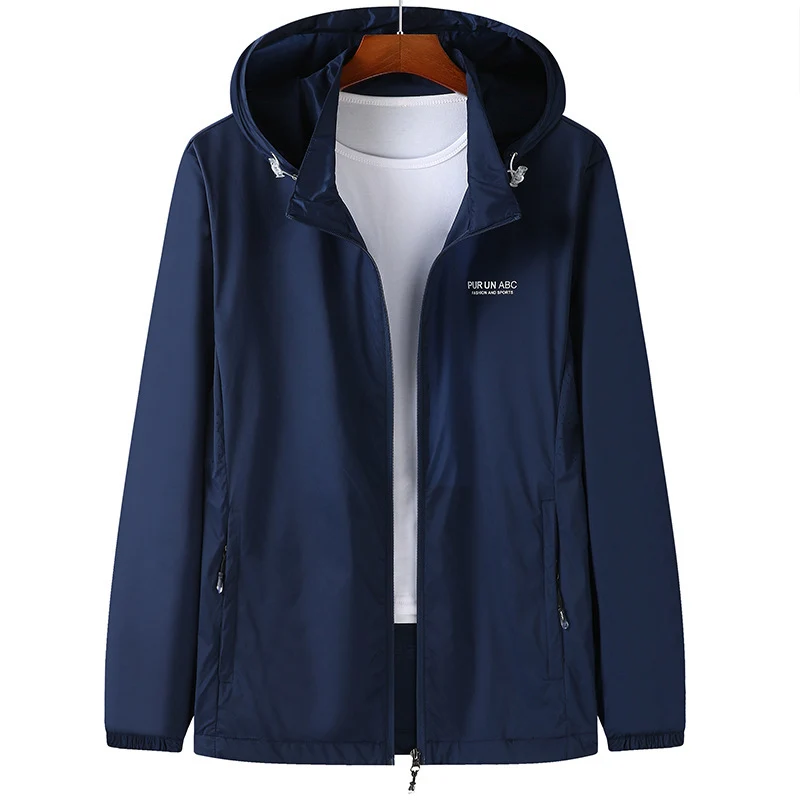 Herren Leichte wasserabweisende Kapuzen-Outdoorjacke mit durchgehendem Reißverschluss und atmungsaktivem Innenfutter Drune