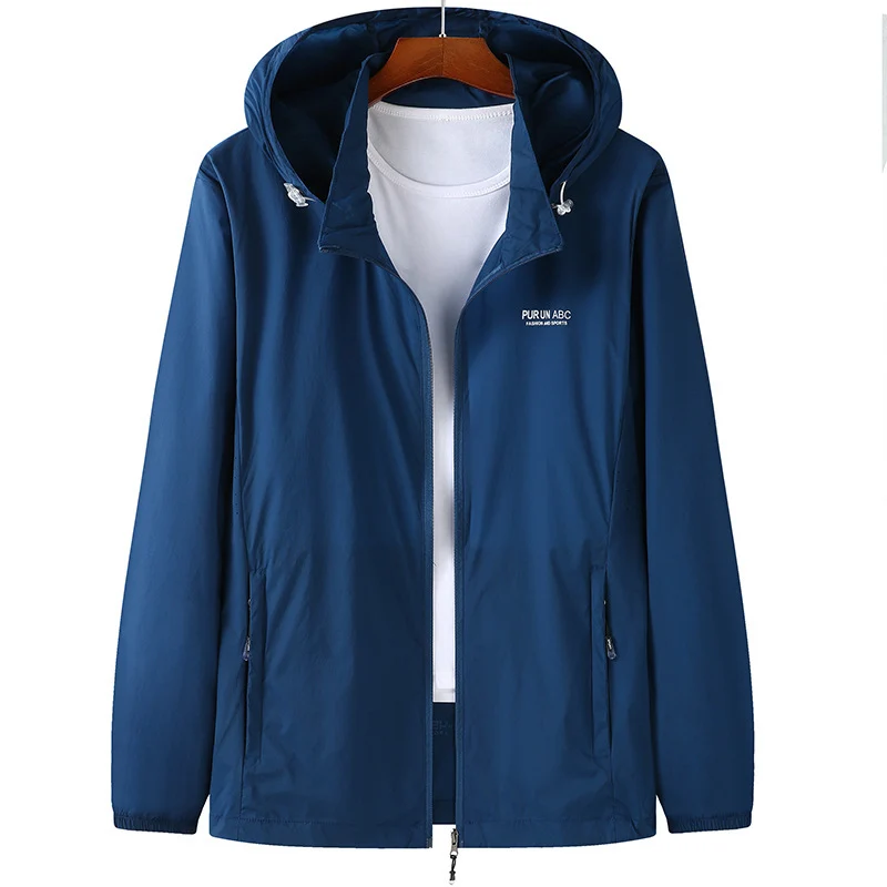 Herren Leichte wasserabweisende Kapuzen-Outdoorjacke mit durchgehendem Reißverschluss und atmungsaktivem Innenfutter Drune