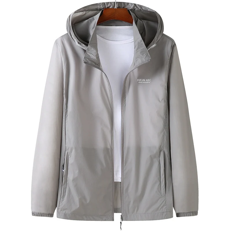 Herren Leichte wasserabweisende Kapuzen-Outdoorjacke mit durchgehendem Reißverschluss und atmungsaktivem Innenfutter Drune