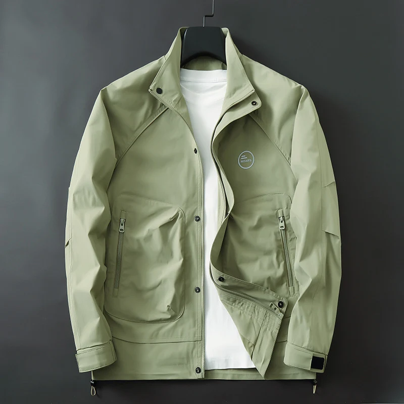 Herren Leichte technische Softshell-Übergangsjacke mit Stehkragen und verdeckter Reißverschlussleiste Drune