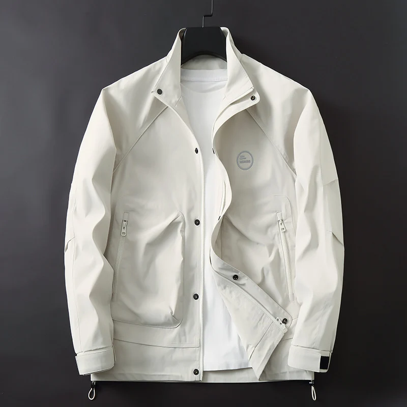 Herren Leichte technische Softshell-Übergangsjacke mit Stehkragen und verdeckter Reißverschlussleiste Drune