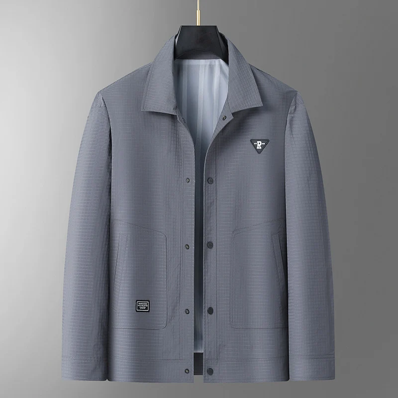 Herren Leichte technische Coachjacke mit Ripstop-Struktur, Druckknöpfen und aufgesetzten Taschen Drune