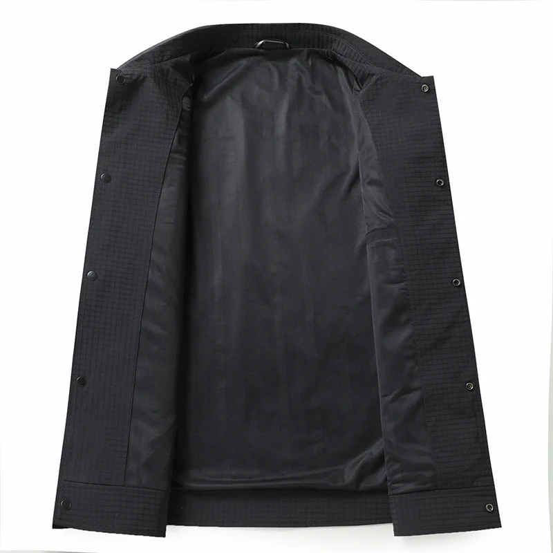 Herren Leichte strukturierte Overshirt-Jacke mit Druckknopfverschluss und Brusttasche Drune