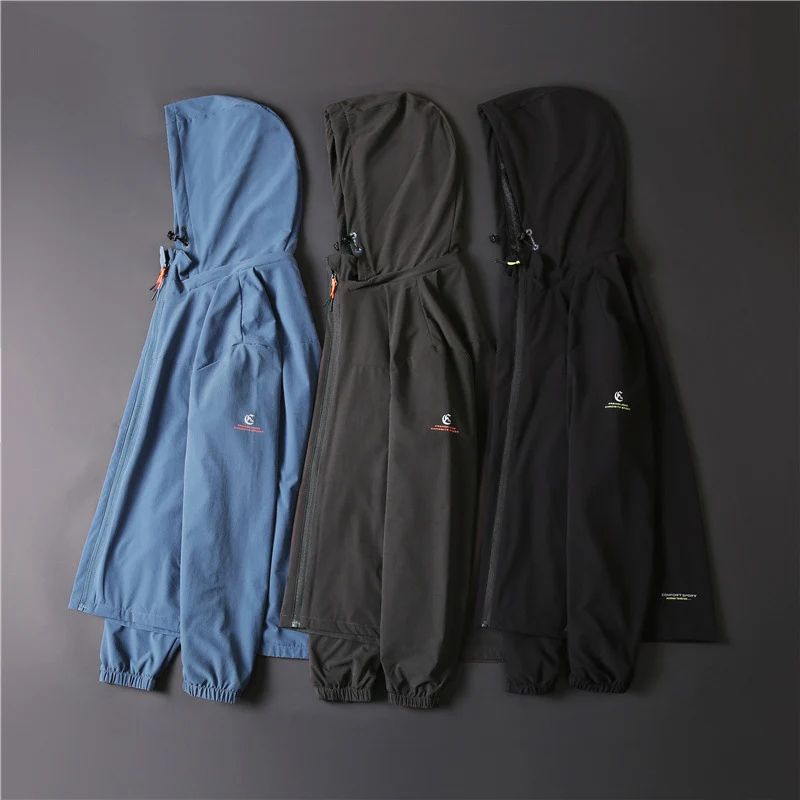 Herren Leichte Softshelljacke mit Kapuze, windabweisend und atmungsaktiv Drune