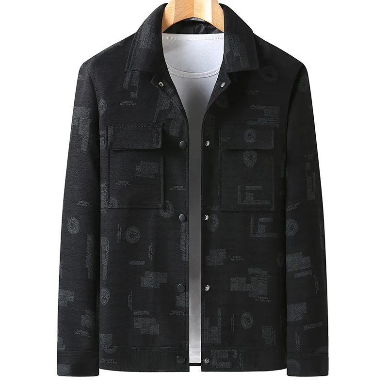 Herren Leichte Hemdjacke mit strukturierter Druckoptik und aufgesetzten Brusttaschen Drune