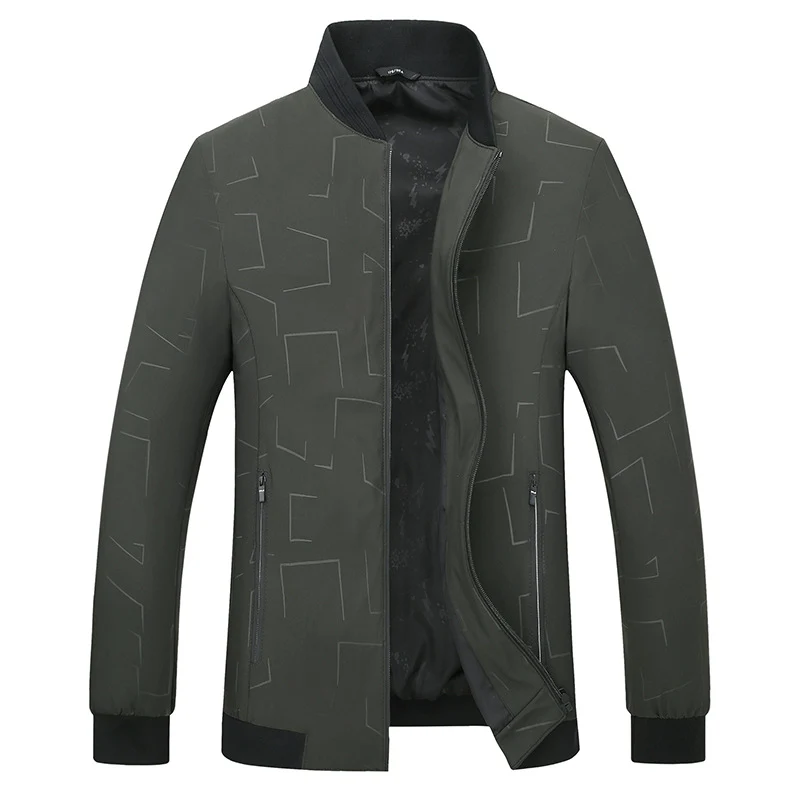 Herren Leichte Bomberjacke mit geometrischem Print, wasserabweisender Oberfläche und Rippbündchen Drune