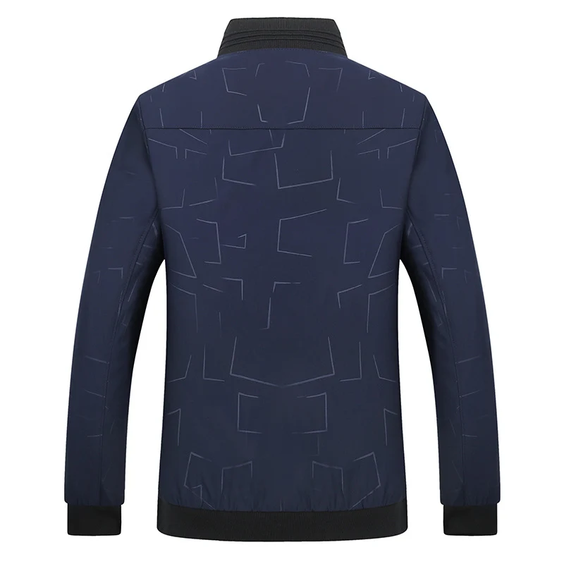 Herren Leichte Bomberjacke mit geometrischem Print, wasserabweisender Oberfläche und Rippbündchen Drune