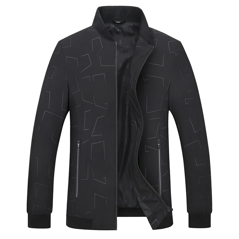 Herren Leichte Bomberjacke mit geometrischem Print, wasserabweisender Oberfläche und Rippbündchen Drune