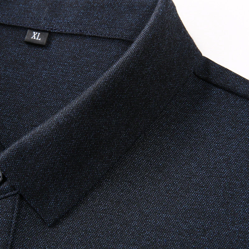 Herren Langarm-Poloshirt mit Kragen, Knopfleiste und feiner Struktur Drune
