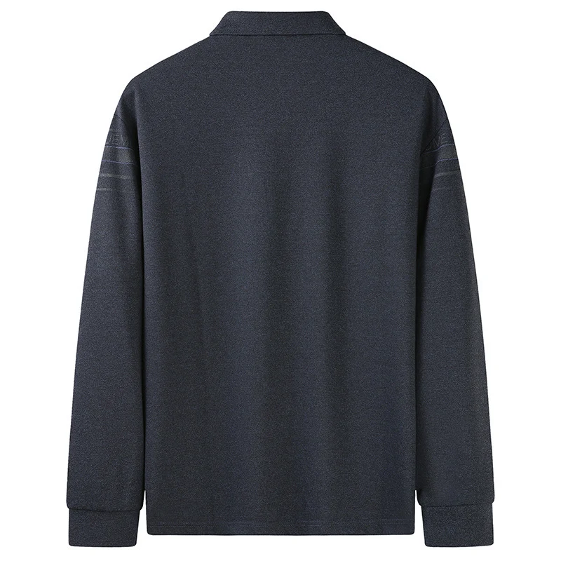 Herren Langarm-Poloshirt mit Kragen, Knopfleiste und feiner Struktur Drune