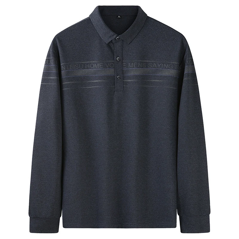 Herren Langarm-Poloshirt mit Kragen, Knopfleiste und feiner Struktur Drune