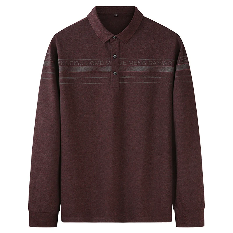 Herren Langarm-Poloshirt mit Kragen, Knopfleiste und feiner Struktur Drune