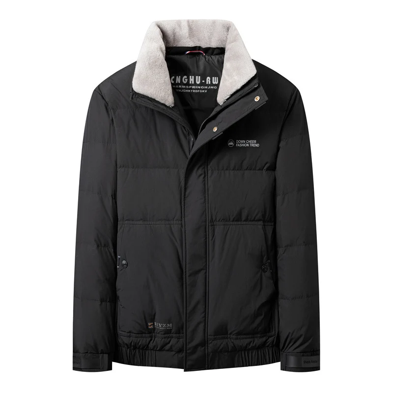 Herren Kurze Steppjacke mit hohem Kunstfellkragen, wasserabweisender Außenhülle und Thermoisolierung Drune