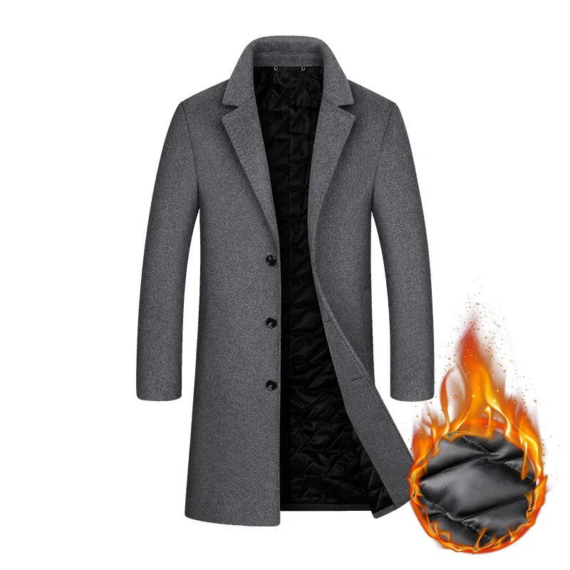 Herren Klassischer Wollmix-Mantel mit gesteppter Thermofütterung und schlanker Silhouette Drune
