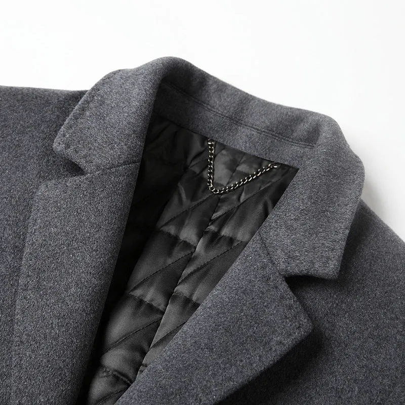 Herren Klassischer Wollmix-Mantel mit gesteppter Thermofütterung und schlanker Silhouette Drune
