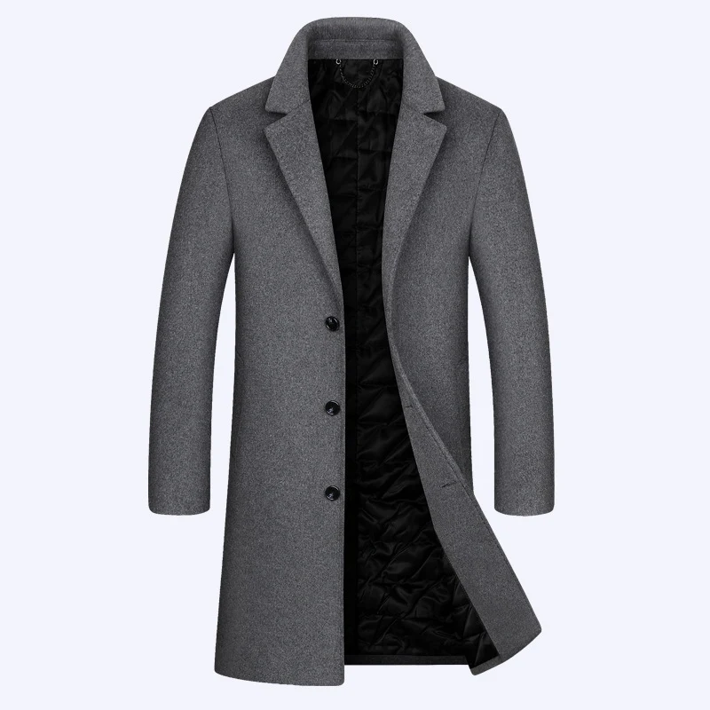 Herren Klassischer Wollmix-Mantel mit gesteppter Thermofütterung und schlanker Silhouette Drune