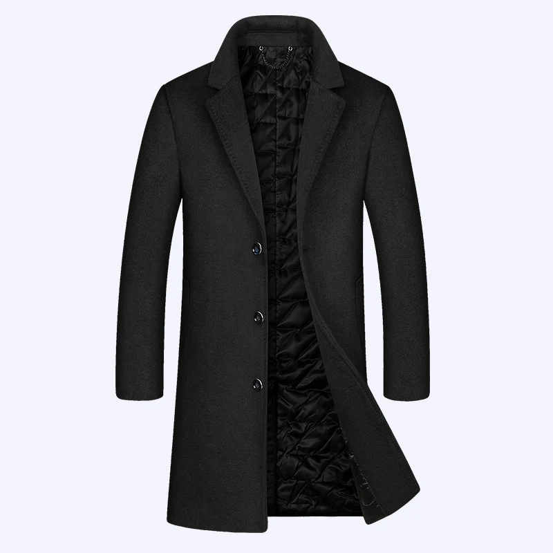 Herren Klassischer Wollmix-Mantel mit gesteppter Thermofütterung und schlanker Silhouette Drune