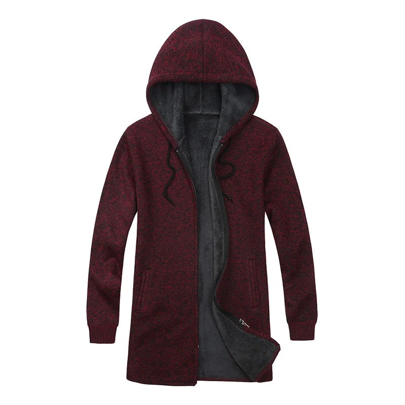 Herren Kapuzen-Strickmantel mit weichem Teddyfutter und offenem Schnitt Drune