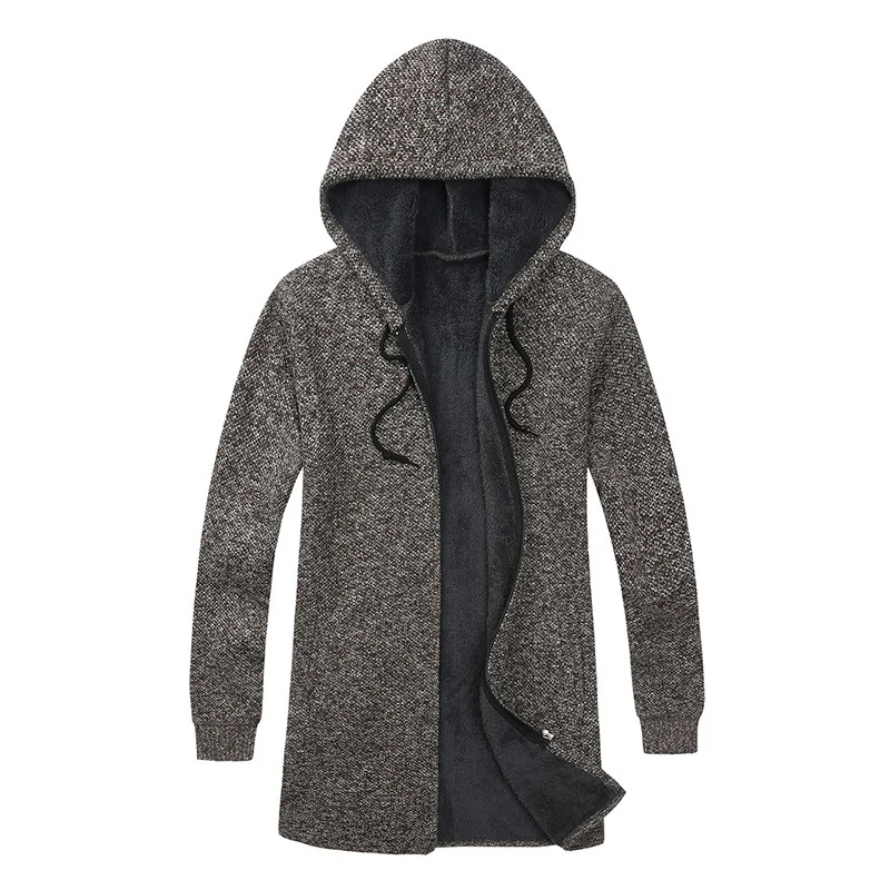 Herren Kapuzen-Strickmantel mit weichem Teddyfutter und offenem Schnitt Drune