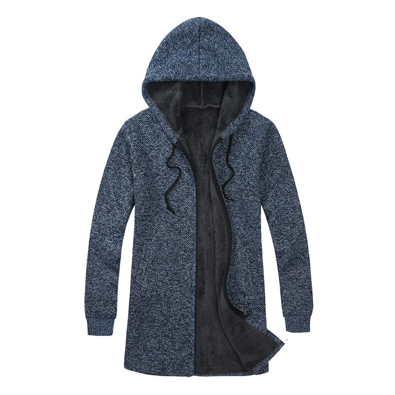 Herren Kapuzen-Strickmantel mit weichem Teddyfutter und offenem Schnitt Drune