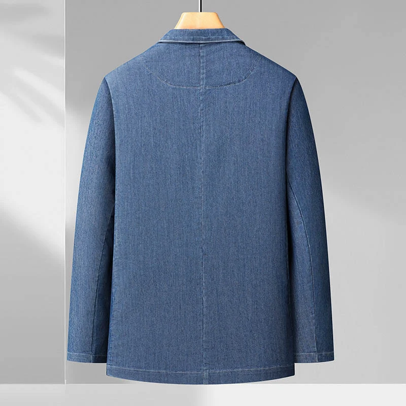Herren Jeansblazer im Casual‑eleganten Stil mit Reverskragen und aufgesetzten Taschen Drune