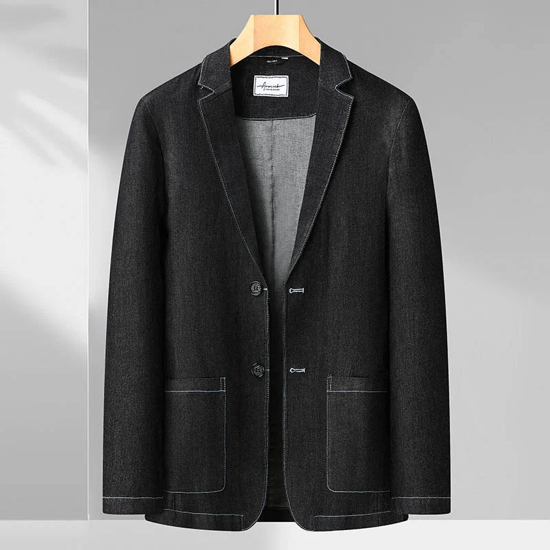 Herren Jeansblazer im Casual‑eleganten Stil mit Reverskragen und aufgesetzten Taschen Drune