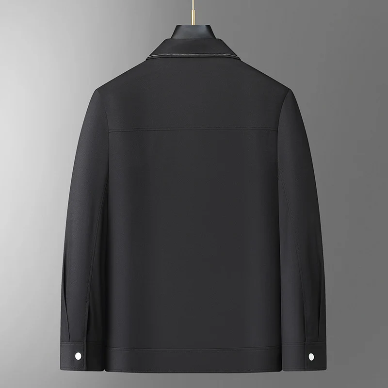 Herren Glattes Kunstleder-Overshirt mit Hemdkragen und Druckknopfverschluss Drune