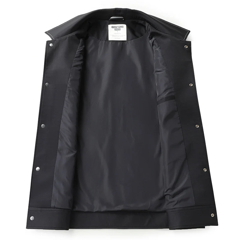 Herren Glattes Kunstleder-Overshirt mit Hemdkragen und Druckknopfverschluss Drune