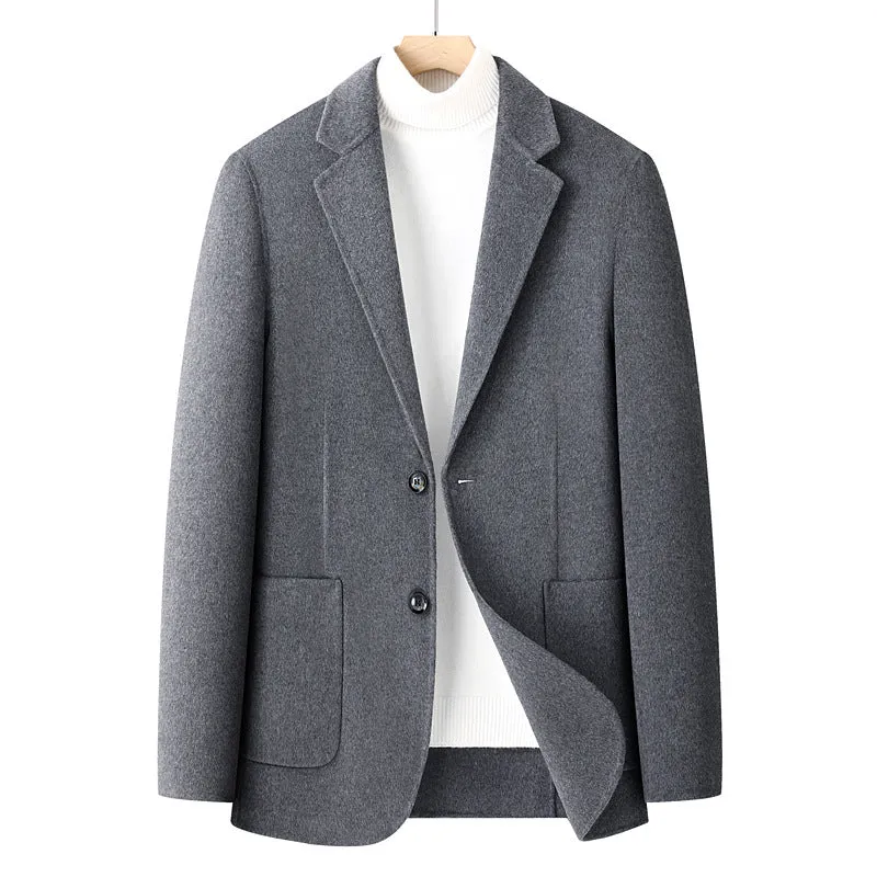Herren Fischgrät-Wollblazer mit Reverskragen und aufgesetzten Taschen Drune