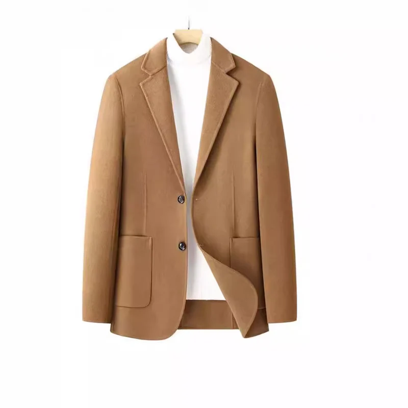 Herren Fischgrät-Wollblazer mit Reverskragen und aufgesetzten Taschen Drune
