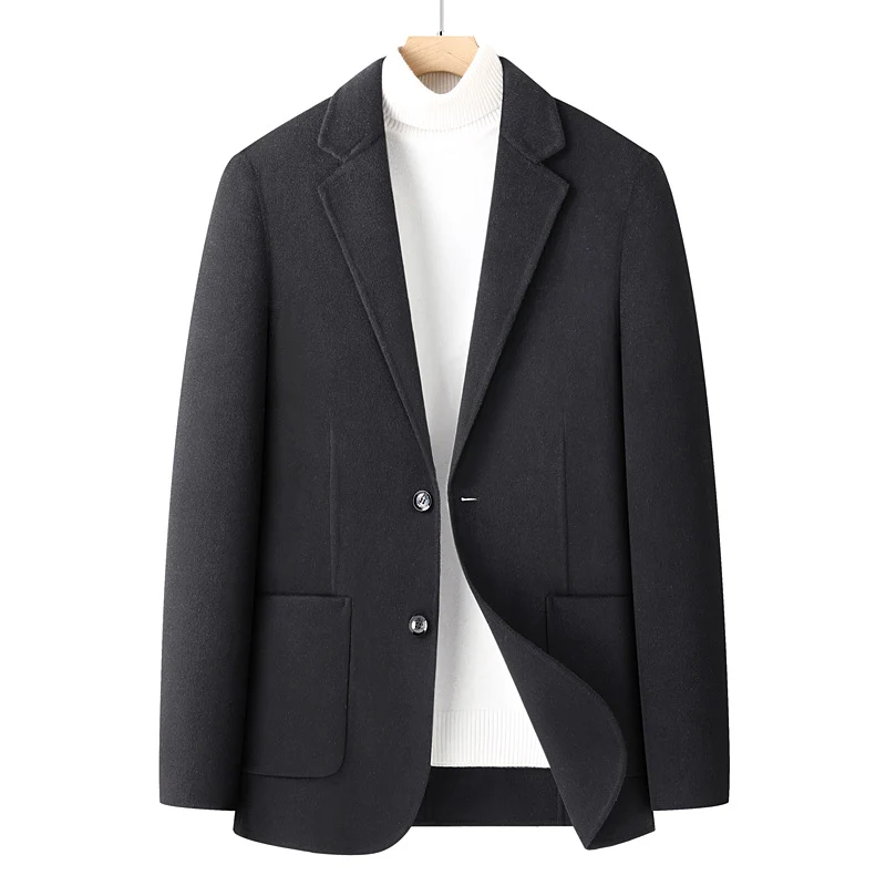 Herren Fischgrät-Wollblazer mit Reverskragen und aufgesetzten Taschen Drune