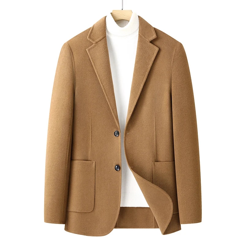 Herren Fischgrät-Wollblazer mit Reverskragen und aufgesetzten Taschen Drune