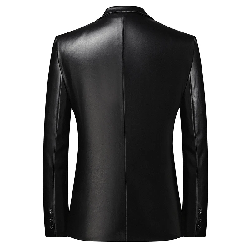 Herren Elegantes Zweiknopf-Lederblazer im Sakko-Stil mit schmaler Passform Drune