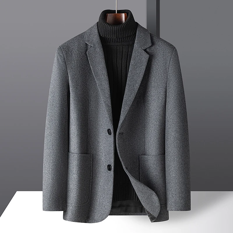 Herren Elegantes Wollmix-Sakko im Business-Casual-Stil mit taillierter Silhouette und aufgesetzten Taschen Drune