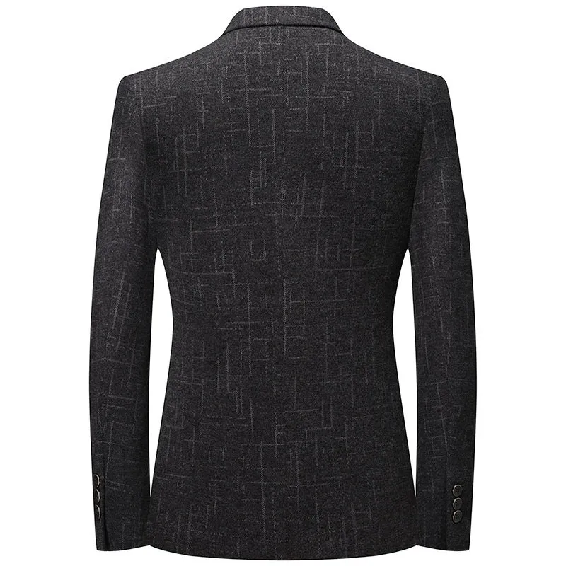 Herren Elegantes Slim-Fit Sakko aus Wollmix mit geometrischer Struktur und leichter Thermofütterung Drune
