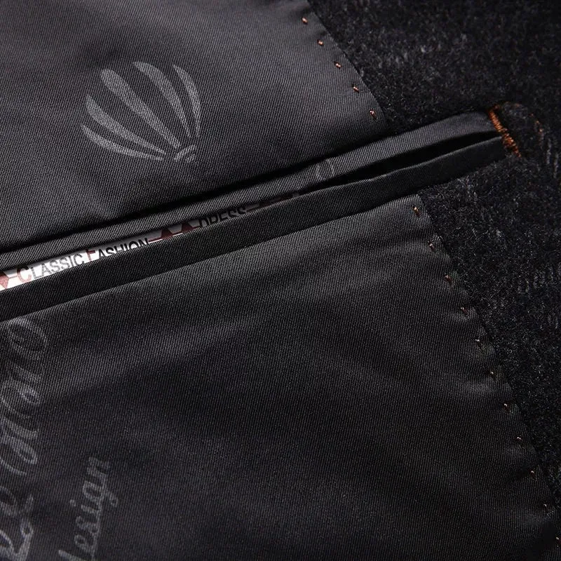 Herren Elegantes Slim-Fit Sakko aus Wollmix mit geometrischer Struktur und leichter Thermofütterung Drune