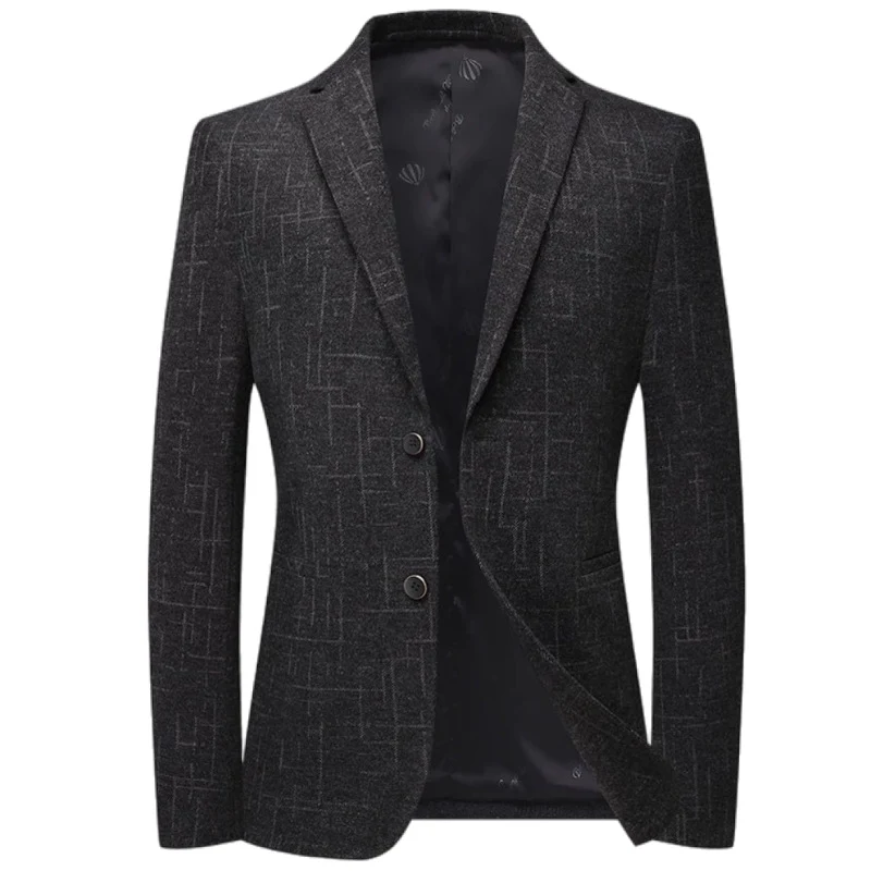 Herren Elegantes Slim-Fit Sakko aus Wollmix mit geometrischer Struktur und leichter Thermofütterung Drune