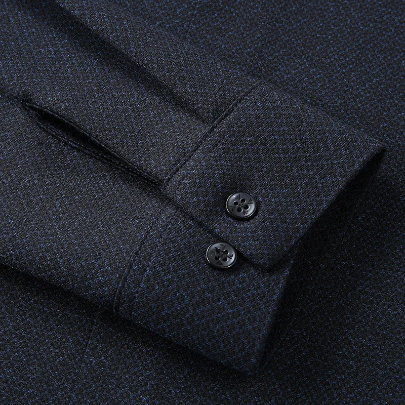 Herren Elegantes Langarm-Hemd mit feiner Struktur und klassischer Knopfleiste Drune