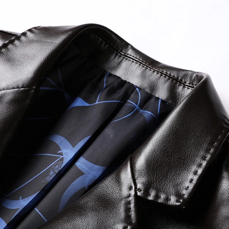 Herren Elegantes Kunstleder-Sakko im Tailored-Fit mit Reverskragen und Pattentaschen Drune